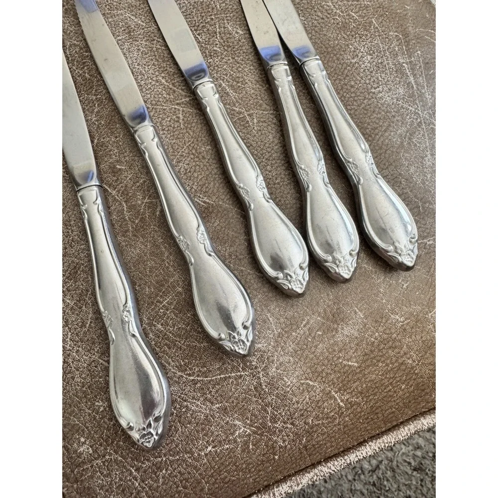 Oneida Dover‎ Cube Heirloom Flatware Salad Dinner Knives Lot Of 5
